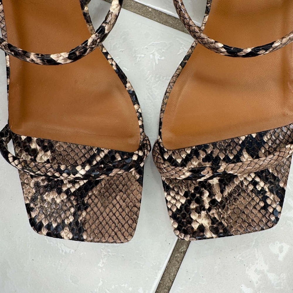 Primark Snakeskin Strappy Heels - Tan and Black - Picture 3 of 10